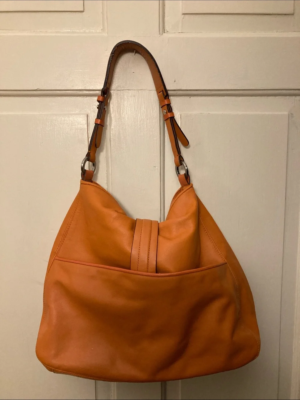 Ann Taylor Women's Orange Leather Hobo Shoulder Bag